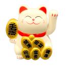 Figurine solaire remuante Chat porte-bonheur blanc