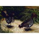 Solar-powered animal lights Metal Hens set of 2